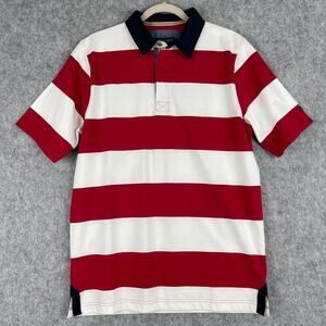 Brook Taverner Polo Shirt Mens Medium Striped Short Sleeve Cotton Rugby Preppy